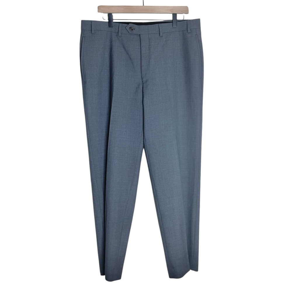 Ralph Lauren Slacks Mens 36x32 Gray Dress Pants Pleated Total Comfort 100% Wool